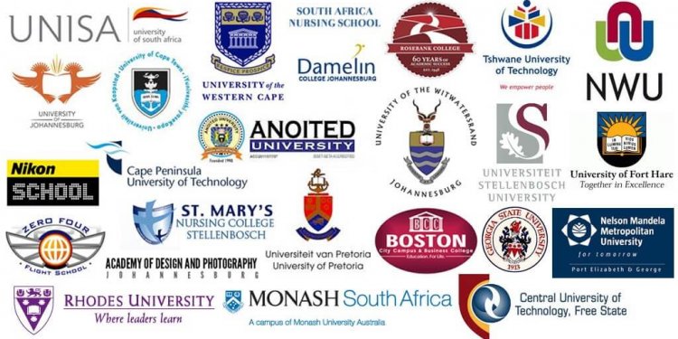 Different universities in South africa